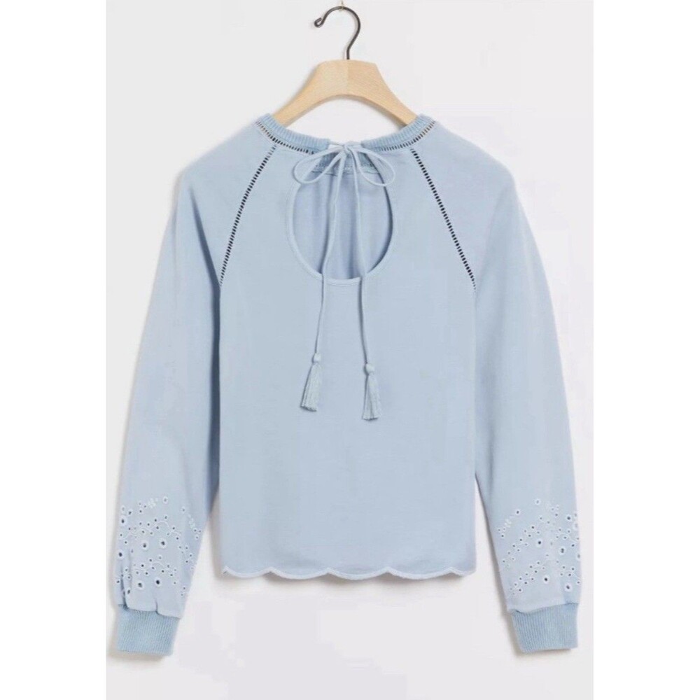 Women’s Anthropologie Wendy Eyelet Sweater Sweatshirt Large - Picture 2 of 9
